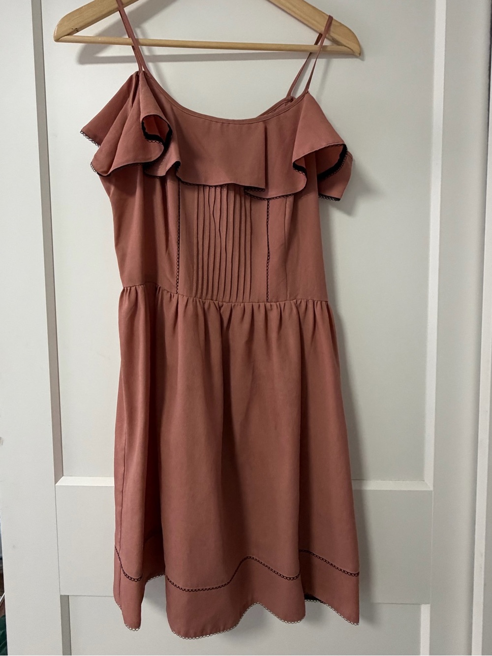 Urban Outfitters Dusty Rose Ruffle-Trim Mini Dress